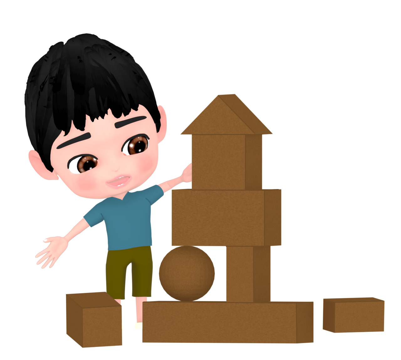 積み木で遊ぶ男の子のイラスト