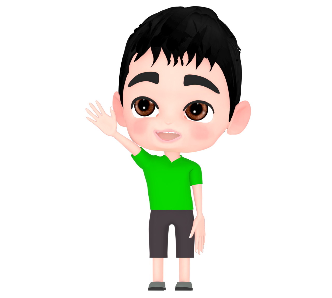 手を挙げる男の子のイラスト