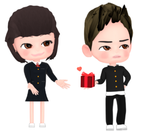 バレンタインチョコを貰う男子のイラスト