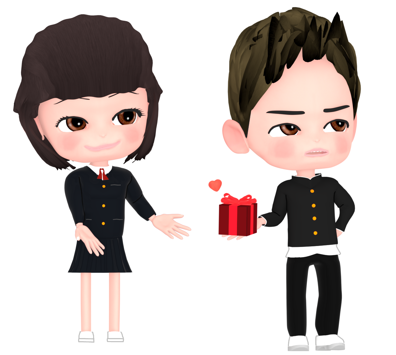 バレンタインチョコを貰う男子のイラスト