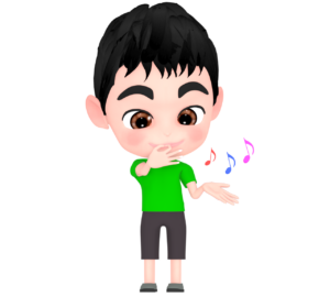 笑顔で指笛を吹く男の子のイラスト