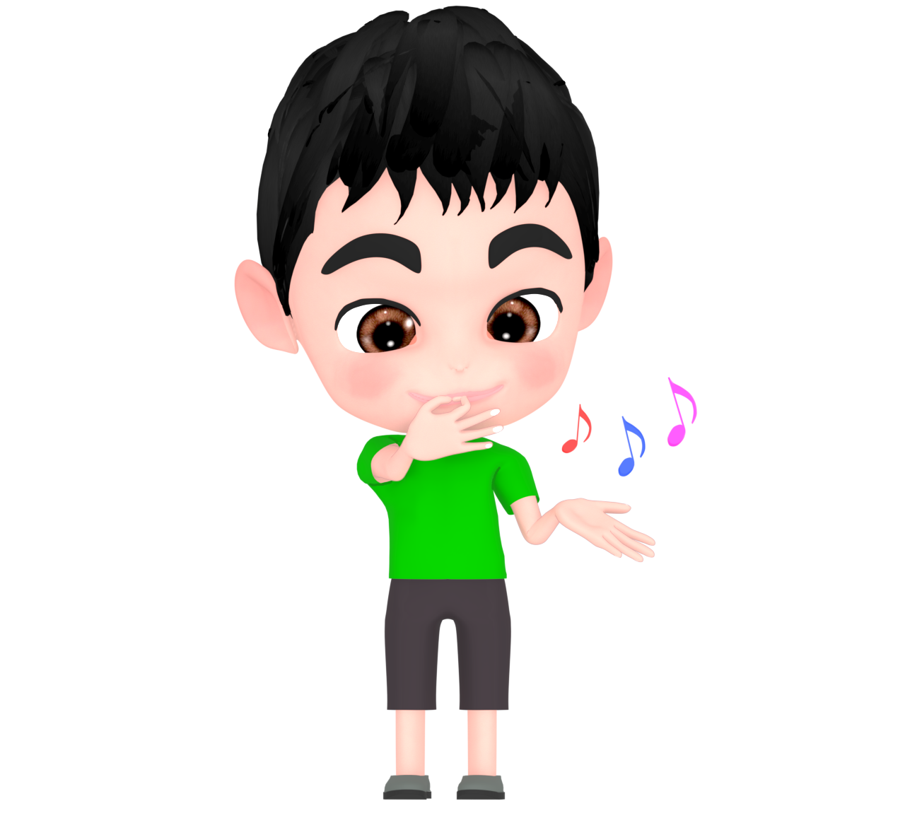 笑顔で指笛を吹く男の子のイラスト