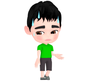 目をそらしてとぼける男の子のイラスト