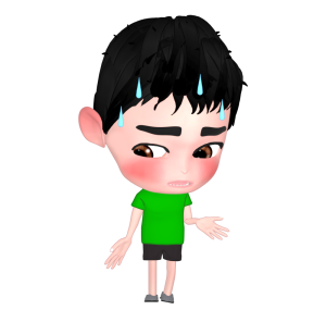 目をそらしてとぼける男の子のイラスト