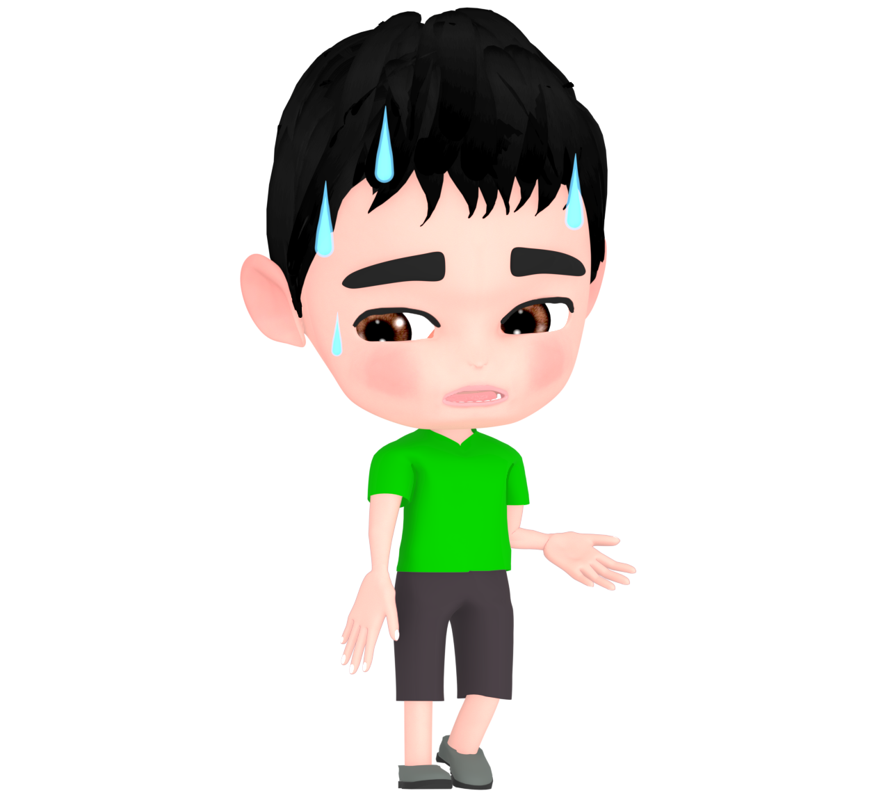 目をそらしてとぼける男の子のイラスト