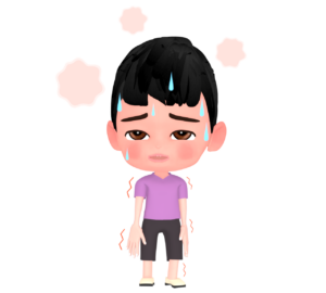 熱が出た男の子のイラスト