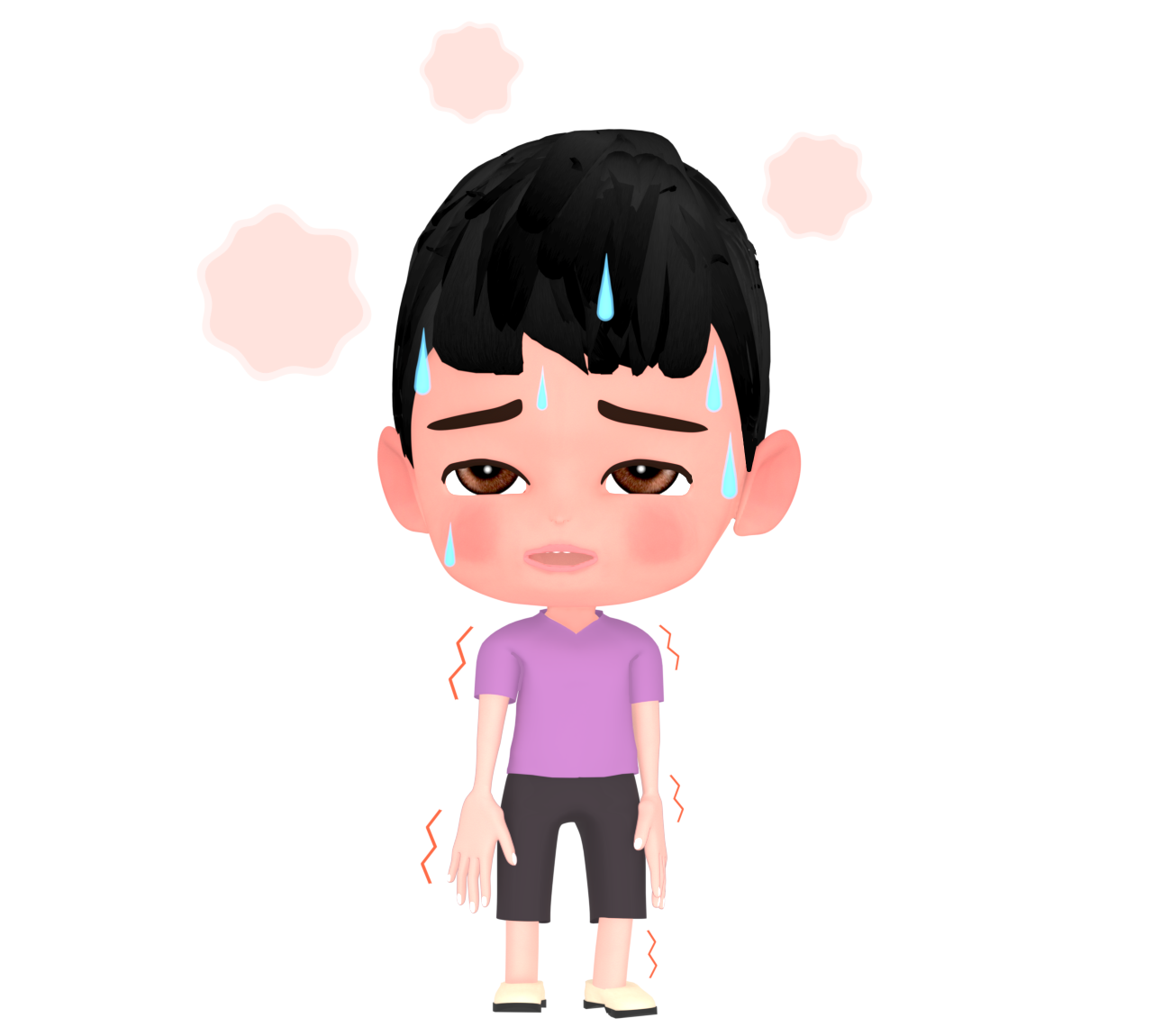 熱が出た男の子のイラスト