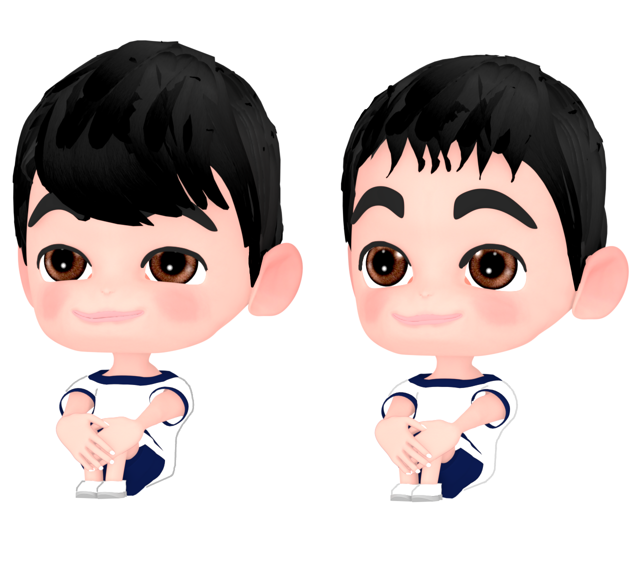 並んで体育座りをする男子のイラスト