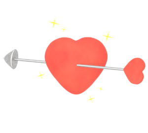 真っ赤なハートに矢が刺さるイラスト