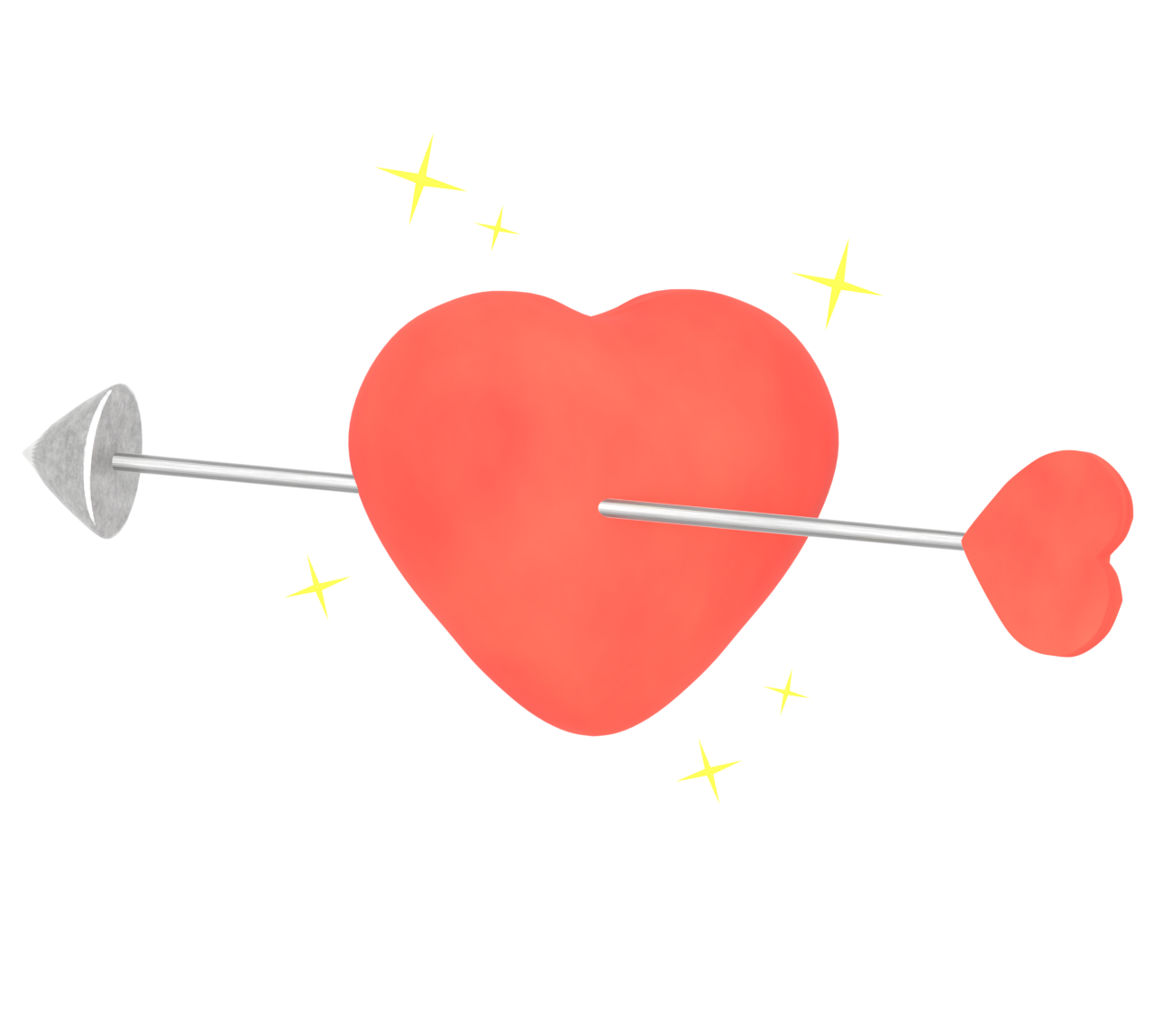 真っ赤なハートに矢が刺さるイラスト