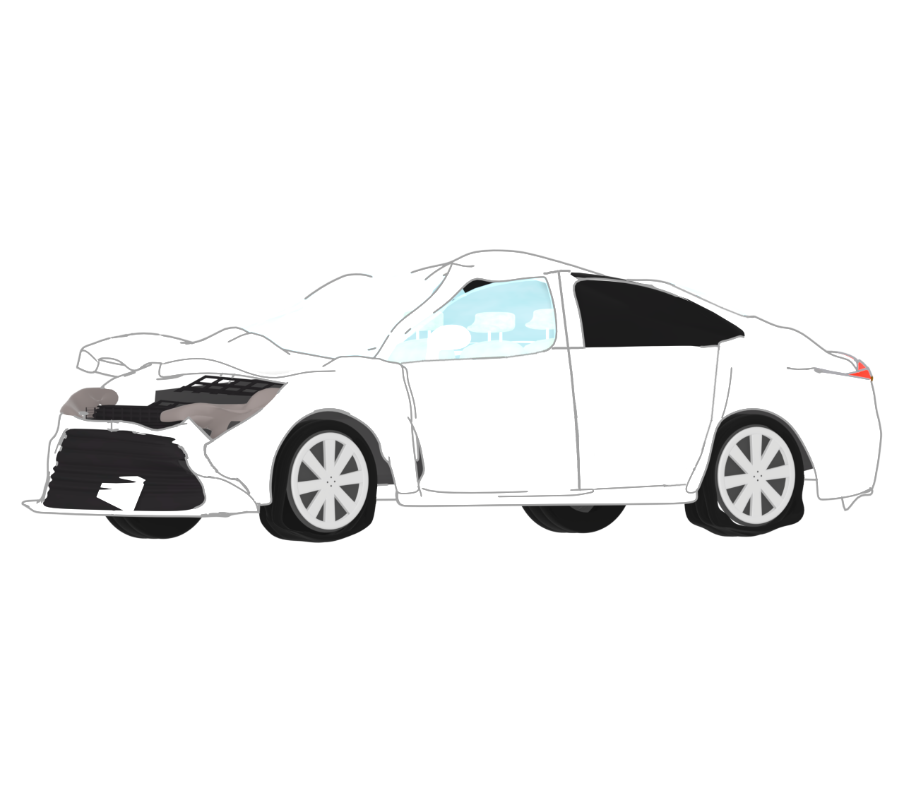 壊れた車のイラスト