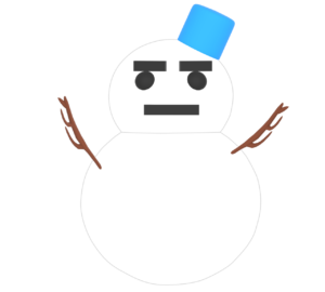 バケツをかぶる雪だるまのイラスト