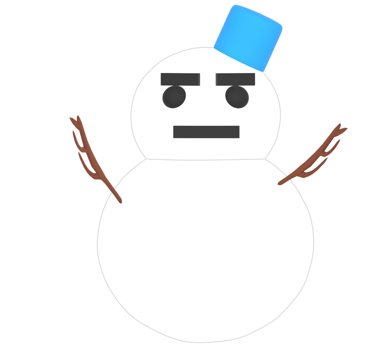 バケツをかぶる雪だるまのイラスト