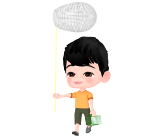 虫取りをする男の子のイラスト