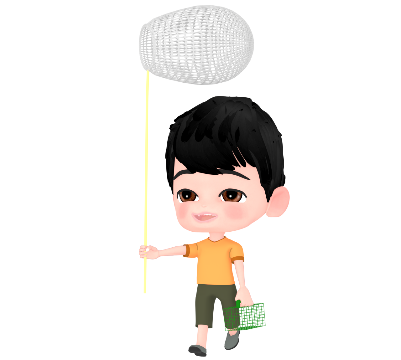 虫取りをする男の子のイラスト