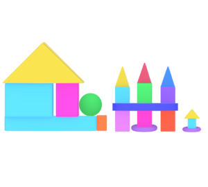 積み木で作るお城のイラスト