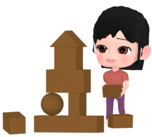 積み木で遊ぶイラスト