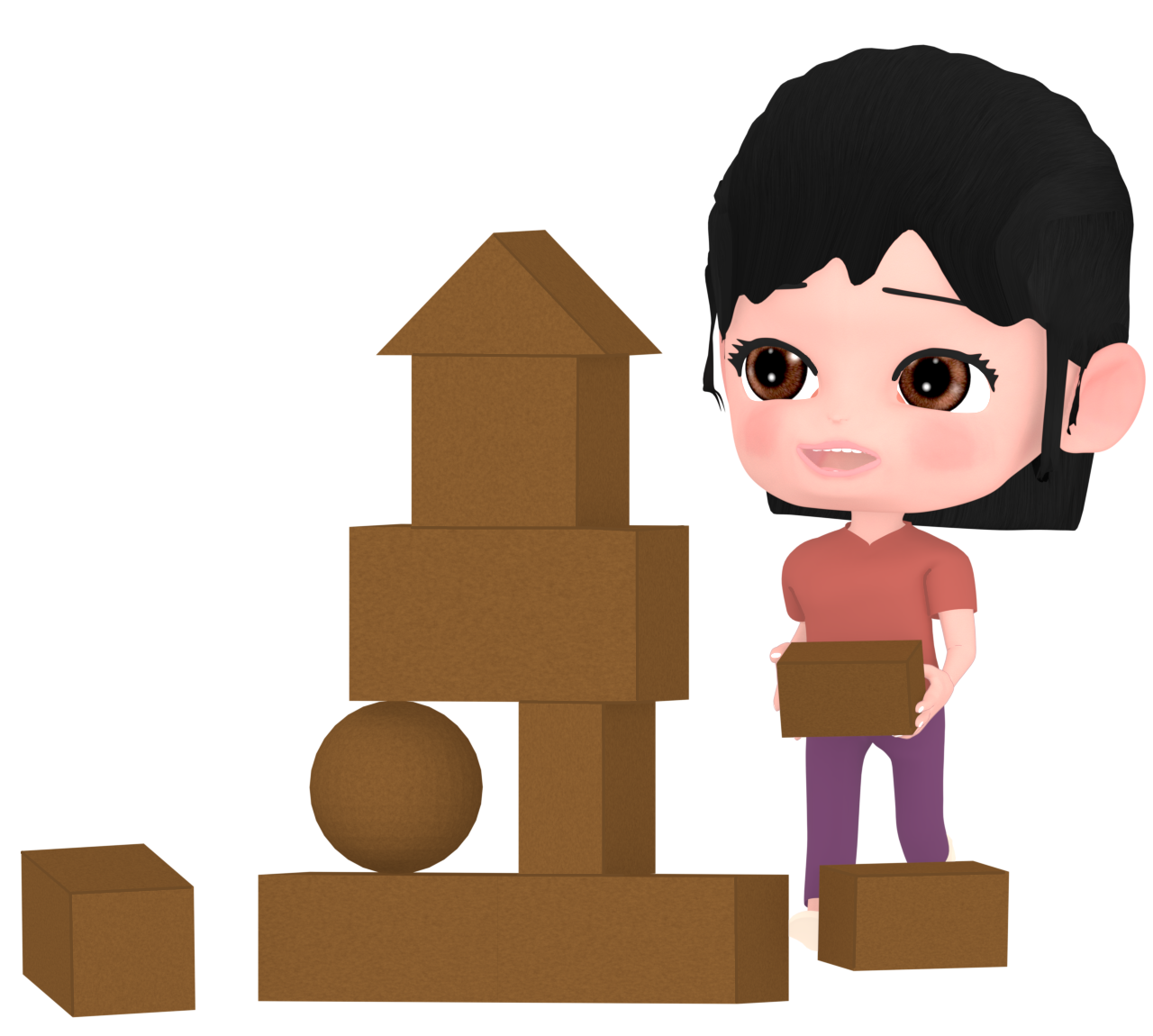 積み木で遊ぶイラスト