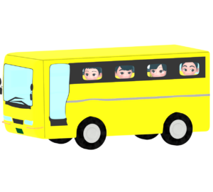バスに乗る小学生のイラスト