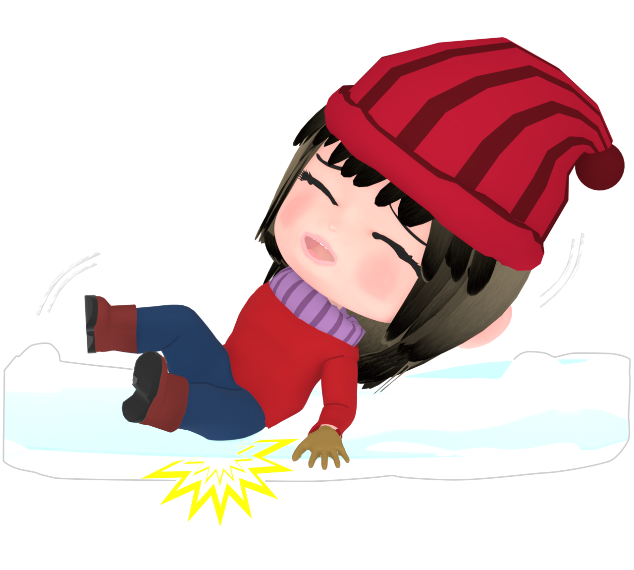 尻もちをつく女性のイラスト