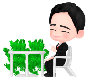 カフェで休憩をするサラリーマンのイラスト