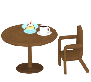 喫茶店のプリンとコーヒーのイラスト