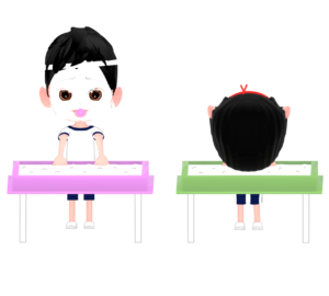 飴食い競争で顔を白くして探すイラスト