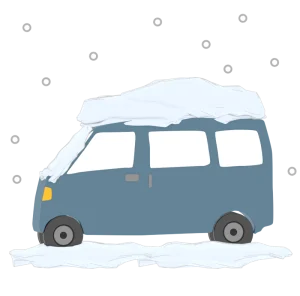 雪が積もった車のイラスト