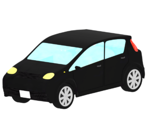 小型車を斜め前から見るイラスト