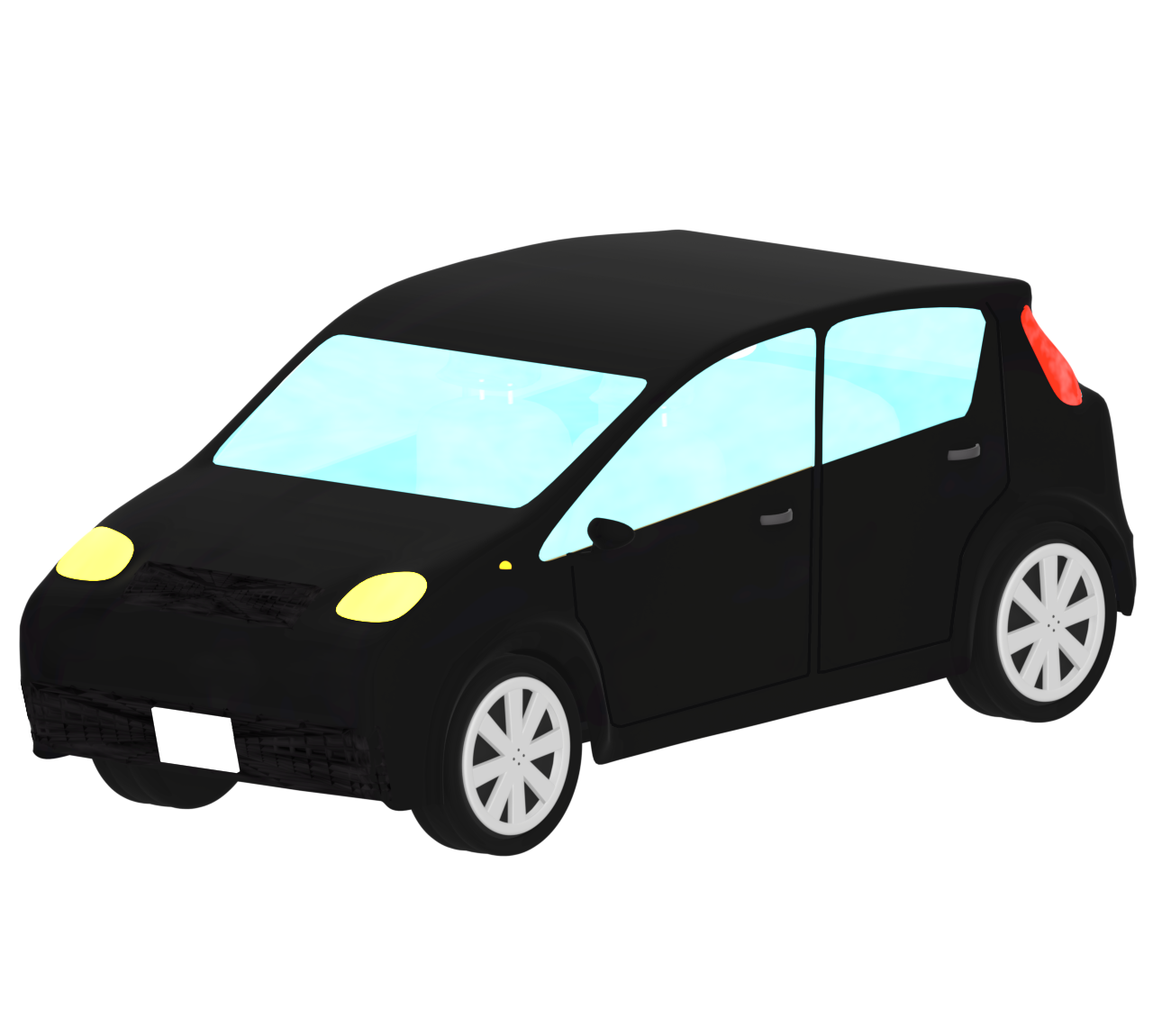 小型車を斜め前から見るイラスト