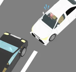 車で逆走する老人のイラスト