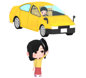人に道を譲る車のイラスト