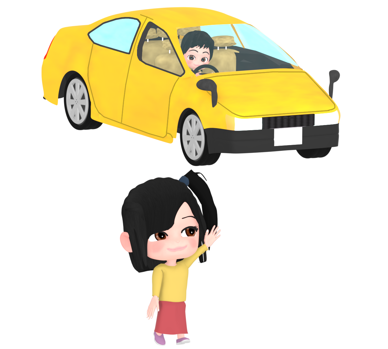 car giving way to people img