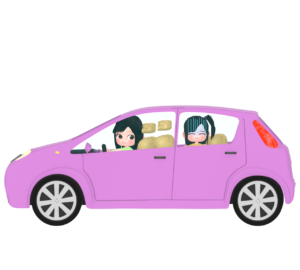 車酔いをする女の子のイラスト