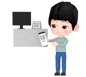 キャッシュレス決済をする男性のイラスト