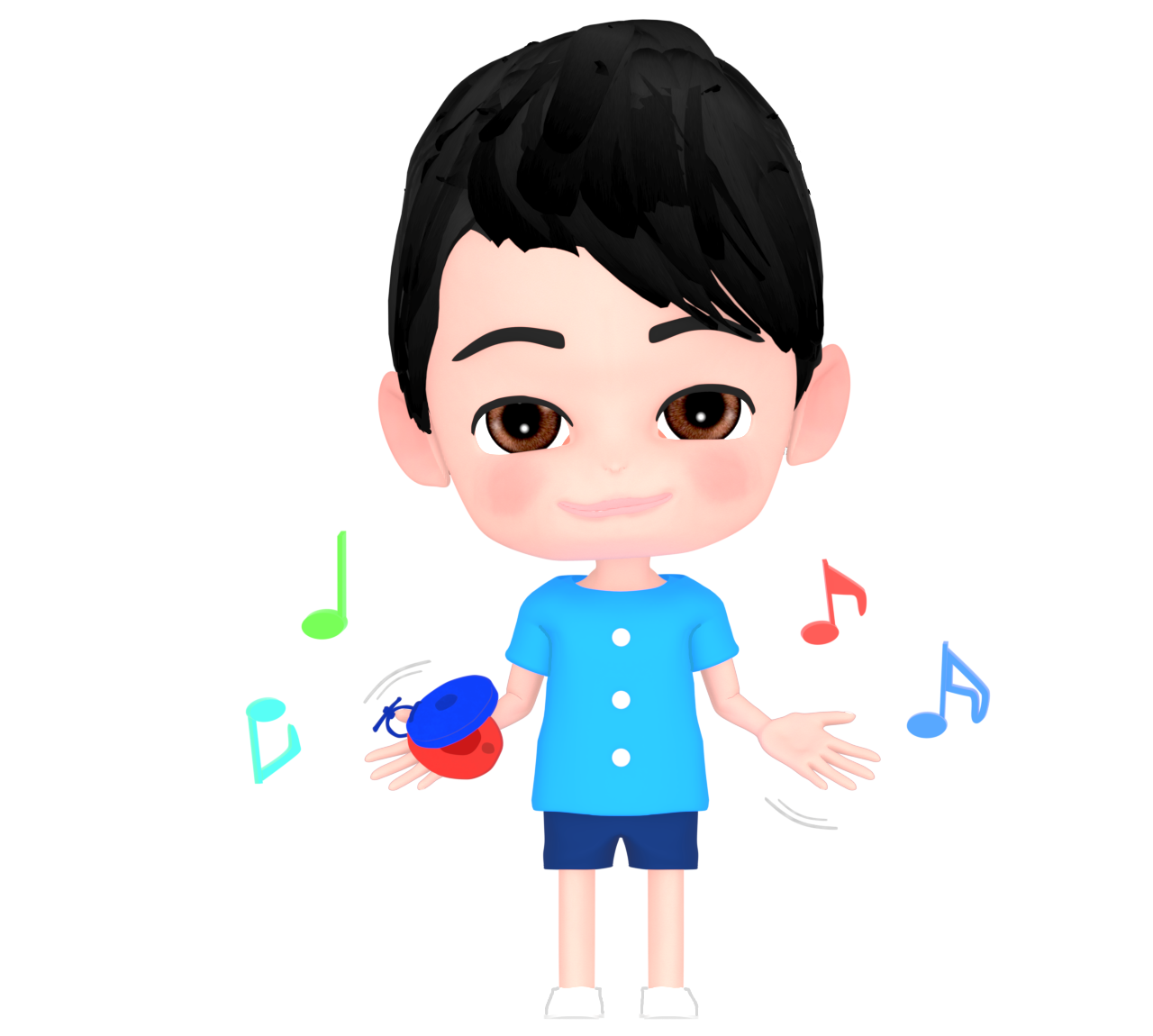 カスタネットを叩く園児のイラスト