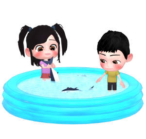 魚のつかみ取りのイラスト