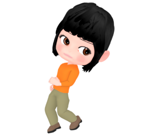 慎重に後ろ歩きをする女性のイラスト
