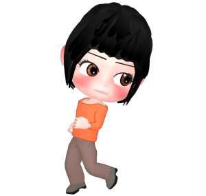 慎重に後ろ歩きをする女性のイラスト