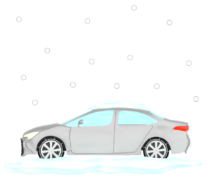 チェーンタイヤを付けた車のイラスト
