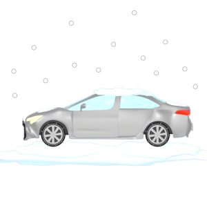 チェーンタイヤを付けた車のイラスト