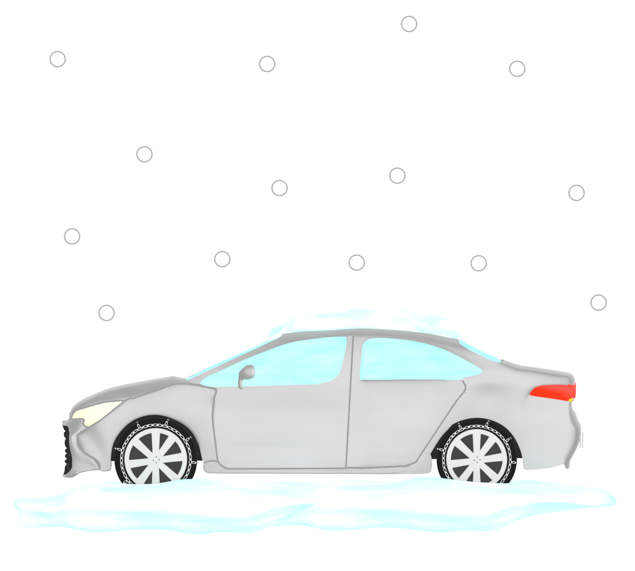 チェーンタイヤを付けた車のイラスト