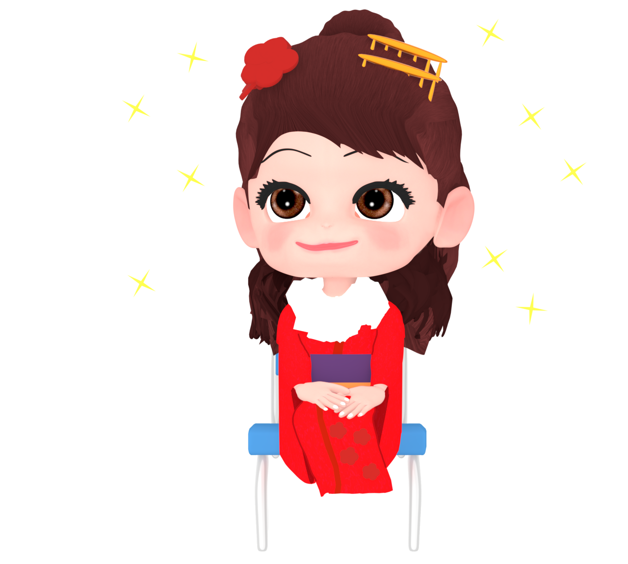 椅子に座る二十歳のつどいのイラスト