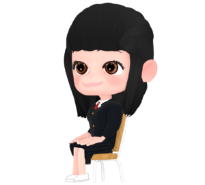 椅子で話を聞く女子生徒のイラスト