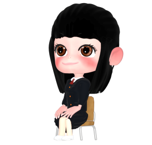 椅子で話を聞く女子生徒のイラスト