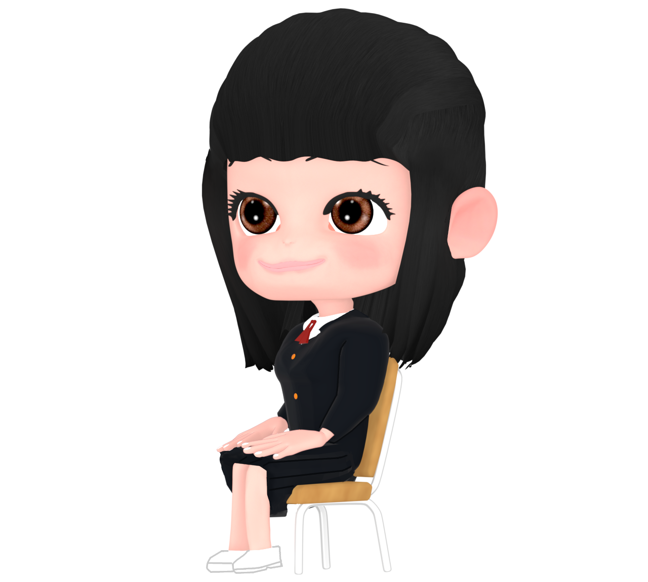 椅子で話を聞く女子生徒のイラスト