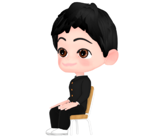 椅子に腰をかけて話を聞く男子のイラスト