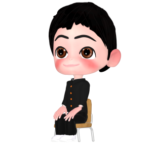 椅子に腰をかけて話を聞く男子のイラスト
