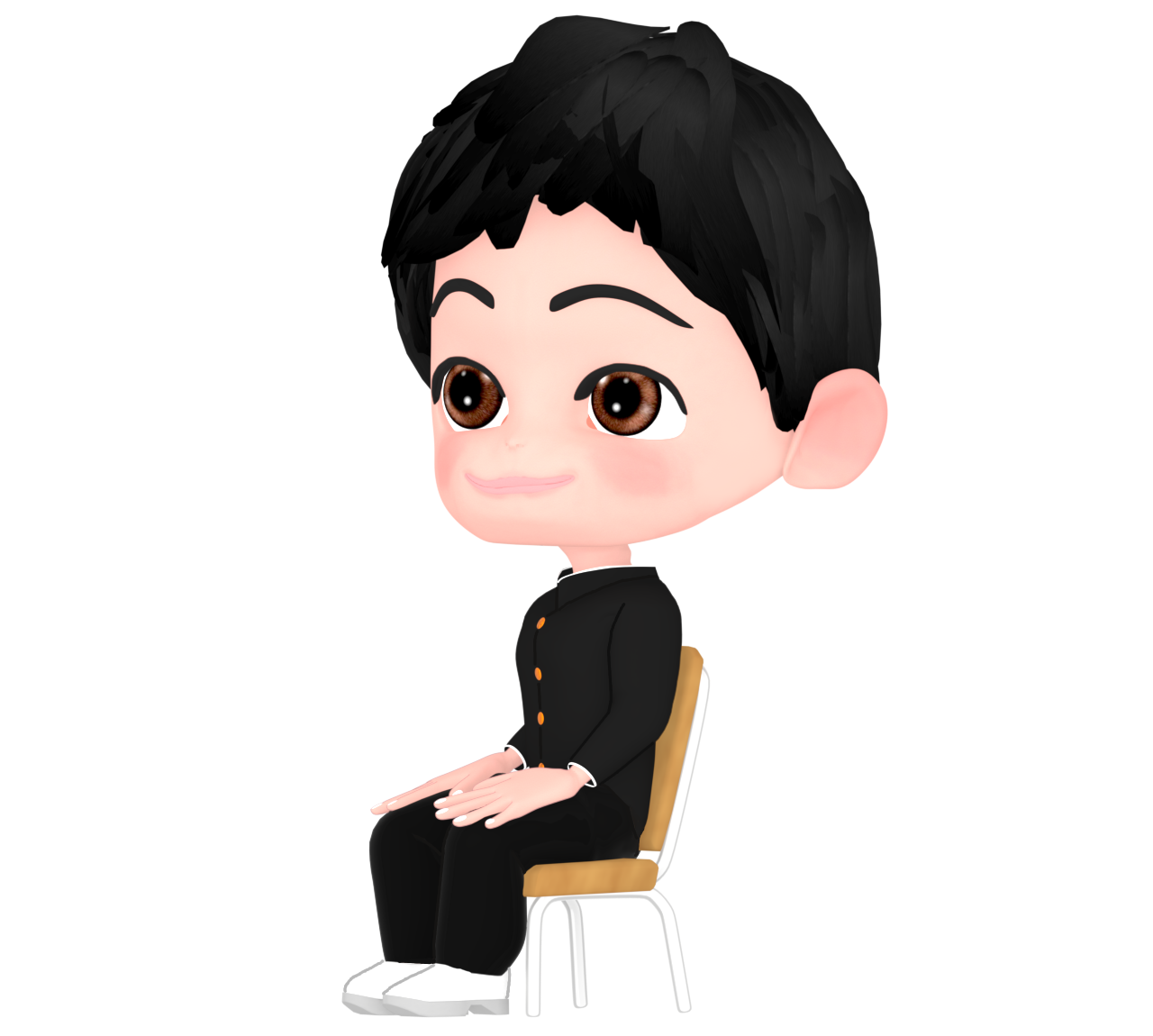 椅子に腰をかけて話を聞く男子のイラスト