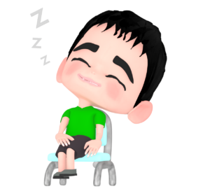 椅子で眠る男の子のイラスト